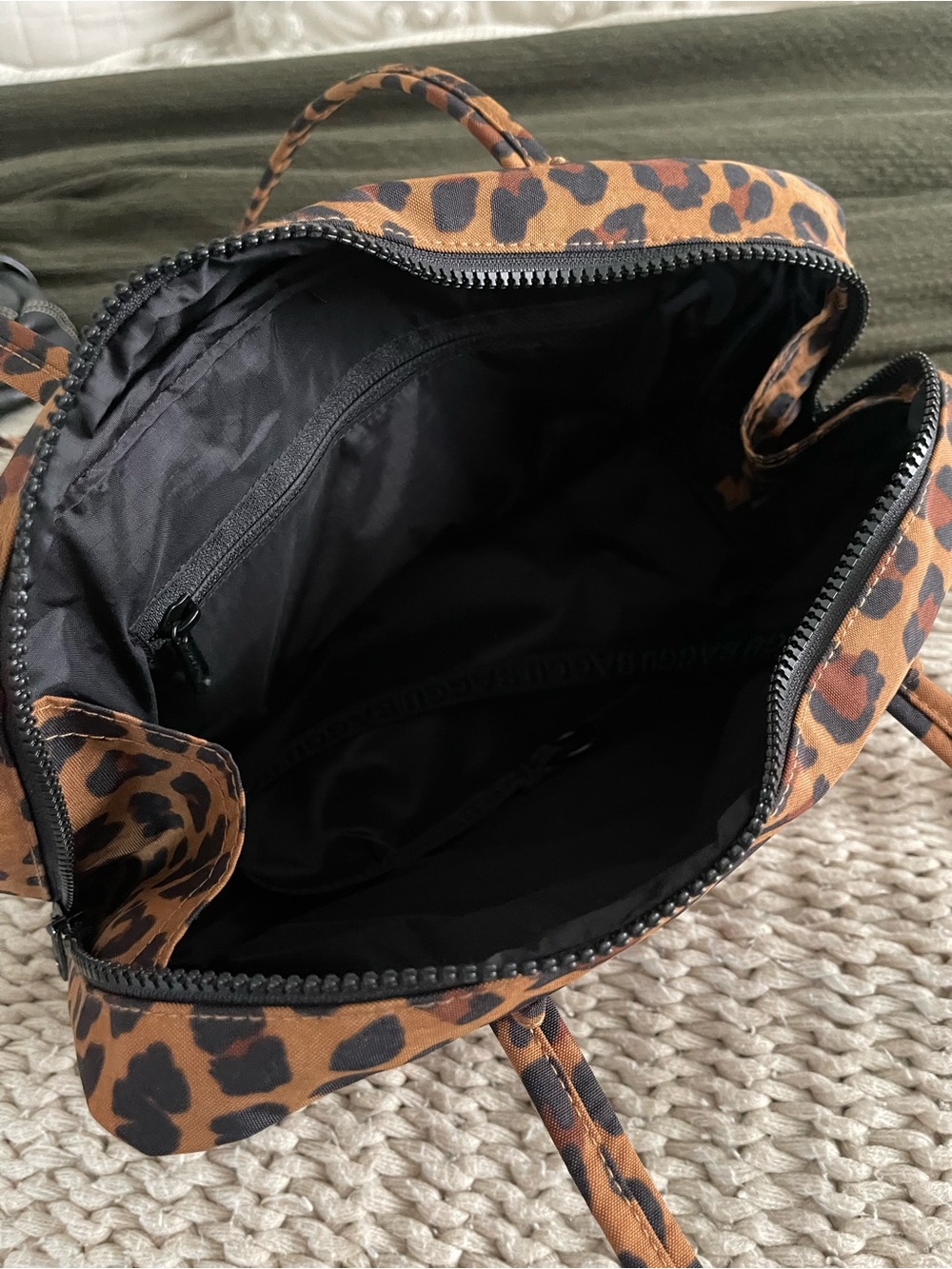 BAGGU Leopard Print Nylon Tote in Brown and Black - Picture 3 of 5